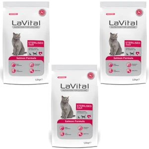 La Vital Somonlu Premium Kısır Kedi Maması 1.5 kg 3'lü Paket