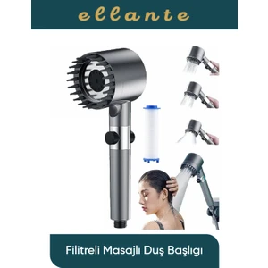 Masajlı Çok Fonksiyonlu Ayarlanabilir Filtreli Arıtmalı Krom Duş Başlığı El Duşu Lüks Kalite
