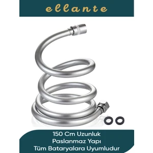 Gri Paslanmaz Kopmaz Patlamaz Kaliteli Pvc Duş Hortumu Tüm Duş Setleri ile Uyumlu - 150 cm