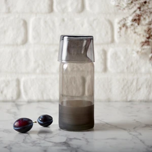 Matte Bardaklı Sürahi - Siyah - 700 ml