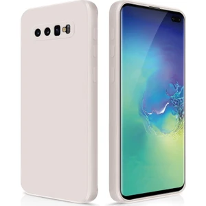 Samsung Galaxy S10 Plus Için Ince Yumuşak Likit Silikon Tampon Telefon Kılıfı - Beyaz (Yurt Dışından)