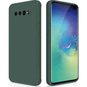 Samsung Galaxy S10 Plus Için Ince Yumuşak Likit Silikon Tampon Telefon Kılıfı - Gece Yeşili (Yurt Dışından)