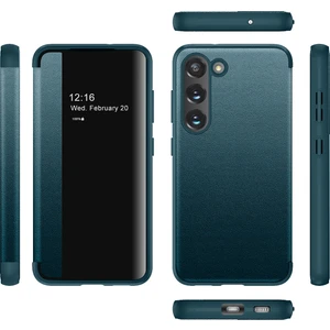 Samsung Galaxy S23 Için Klasik Business Görünüm Penceresi Flip Deri Telefon Kılıfı - Turuncu (Yurt Dışından)