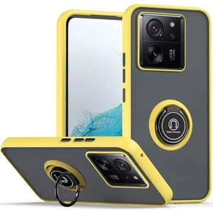 Xiaomi 13T /13T Pro / Redmi K60 Ultra Için Yüzük Stand Mat Sert Silikon Telefon Kılıfı - Sarı (Yurt Dışından)