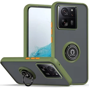 Xiaomi 13T /13T Pro / Redmi K60 Ultra Için Yüzük Stand Mat Sert Silikon Telefon Kılıfı - Yeşil (Yurt Dışından)