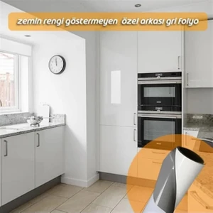 Mat Beyaz Arkası Gri Yapışkanlı Dolap Kaplama Folyosu