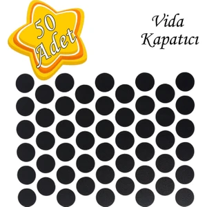 50 Adet Siyah Vida Kapatıcı  Yapışkanlı Vida Tapası Tıpası Kapağı Vida Gizleyici