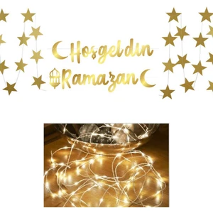 Hayaller Dükkanı Ramazan Bayramı Süsler, Hoşgeldin Ramazan ve LED Işık ve Yıldız Perde