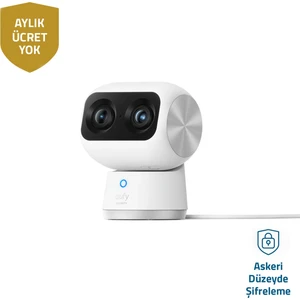 Eufy Security Çift Lensli 4K UHD 360 Derece Dönebilen Kızılötesi Gece Görüşlü Akıllı IP Kamera S350 - 8x Zoom - 360° PTZ - Wi-Fi 6 - Yapay Zekalı Kamera (Anker Türkiye Garantili)
