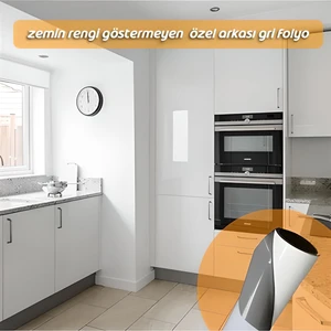 Parlak Beyaz Arkası Gri Lake Görünüm Yapışkanlı Kaplama Folyosu