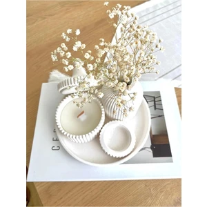 Askar Decor Askar Dekor Beyaz Renk Özel Tasarım Kokulu Mum Ve Vazo Aksesuar Seti 78