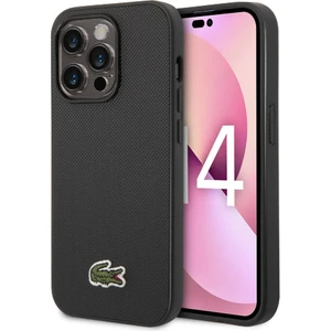 iPhone 14 Pro Max Kılıf Lacoste Orjinal Lisanslı Pu Pike Desenli Ikonik Timsah Dokuma Logolu Siyah