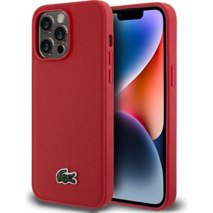 iPhone 14 Pro Max Kılıf Lacoste Orjinal Lisanslı Pu Pike Desenli Ikonik Timsah Dokuma Logolu Kırmızı