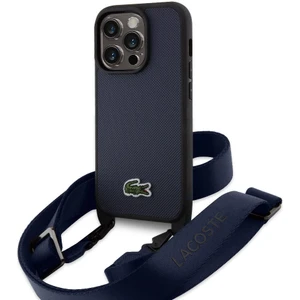 iPhone 15 Pro Max Kılıf Lacoste Orjinal Lisanslı Pu Pike Desen Askılı Ikonik Timsah Logo Lacivert