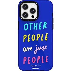 iPhone 15 Pro Kılıf Yazı Desenli Youngkit Mindfullness Serisi Kapak Mavi