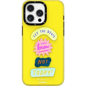 iPhone 15 Pro Kılıf Yazı Desenli Youngkit Mindfullness Serisi Kapak Sarı