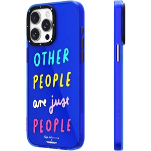 iPhone 15 Pro Max Kılıf Yazı Desenli Youngkit Mindfullness Serisi Kapak Mavi