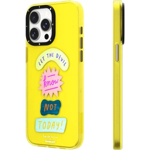 iPhone 15 Pro Max Kılıf Yazı Desenli Youngkit Mindfullness Serisi Kapak Sarı
