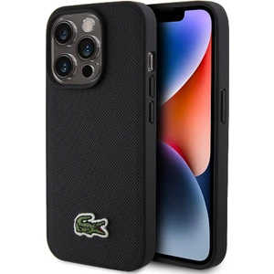iPhone 15 Pro Max Kılıf Lacoste Orjinal Lisanslı Pu Pike Desenli Ikonik Timsah Dokuma Logolu Siyah