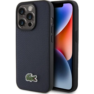 iPhone 15 Pro Max Kılıf Lacoste Orjinal Lisanslı Pu Pike Desenli Ikonik Timsah Dokuma Logo Lacivert