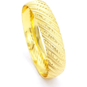 İmitasyonn Bilezik Altın Kaplama 1.5 cm Yan Çizgili Model BLZ-3086