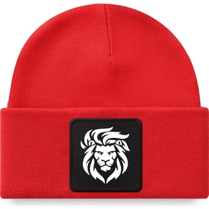 V1 Akrilik Aslan - 9 Kod Logolu Unisex Kırmızı Bere (Beanie)