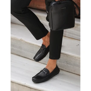 Hakiki Deri Siyah Tokalı Erkek Loafer