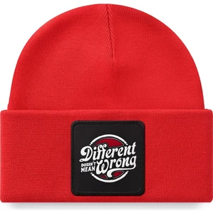 V1 Akrilik Different Doesn't - 1 Kod Logolu Unisex Kırmızı Bere (Beanie)