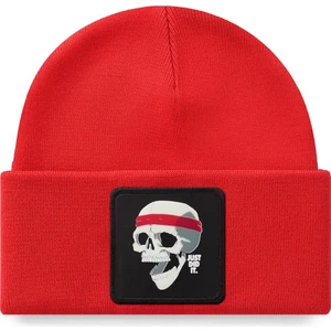 V1 Akrilik Kurukafa - 2 Kod Logolu Unisex Kırmızı Bere (Beanie)