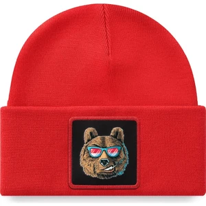 V1 Akrilik Ayı - 3sk Kod Loogolu Unisex Kırmızı Bere (Beanie)
