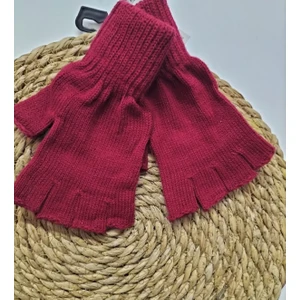 Çamaşır Sepeti Unisex Çocuk Pembe Parmaksız Kesik Yarım Parmak Kışlık Örme Triko Eldiven 3-8 Yaş