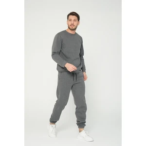Four Man Antrasit Gri Bisiklet Yaka Sweatshirt 3 Iplik Şardonlu (%100 Pamuk)