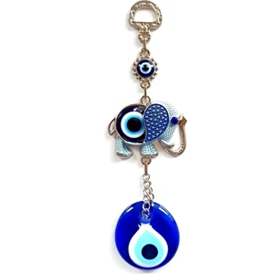Hediye Sandalı Cam Nazar Boncuklu Filli Mini Duvar Süsü 15 cm