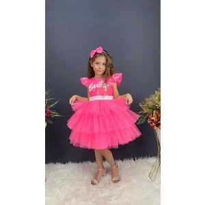 Buse & Eylül Bebe Barbie Taçlı Kız Çocuk Doğum Günü Parti Elbisesi Abiye