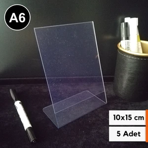 Şeffaf Etiket 5 Adet Pvc A6 Etiketlik Menülük Broşürlük 10X15 cm Halı Mobilya Ürün Etiketliği A6 Masaüstü Föylük