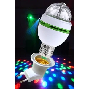 Disco Topu Renkli LED Döner Başlıklı Disko Topu Ampul Gece Lambası 3 Watt E27 Duylu + Fişli Duy
