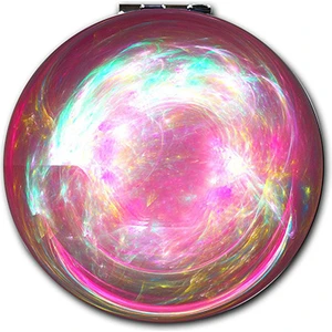 İşte Bu Pembe Küre Baskılı Ayna Yuvarlak Kişiye Özel Isim Baskılı Cep Aynası 7 Cm (Kapaklı Ve Büyüteçli)