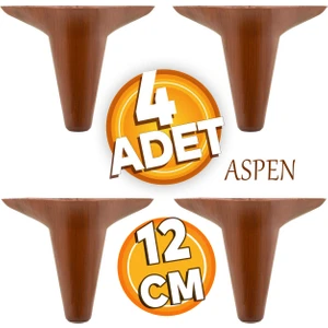Aspen Lüks Mobilya Kanepe Koltuk Tv Ünitesi Baza Ayağı Ayakları 12 Cm Kahverengi Ayak (4 Adet)
