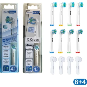 Süper Set Sensetive + x Cross Oral-B Uyumlu Diş Fırçası Başlıkları + Fırça Koruma Kapağı