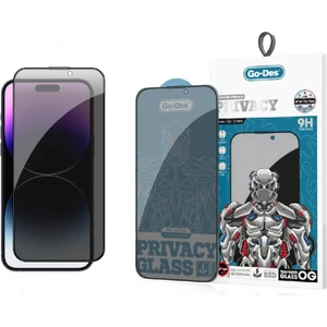 iPhone 14 Pro Uyumlu Hayalet Ekran Koruyucu Go Des 9D Full Cover Privacy Temperli Cam Koruyucu