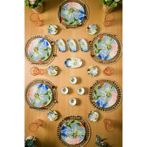 Chichi Home Floralluxe 26 Parça 6 Kişilik Çay Bardaklı Porselen Kahvaltı Seti