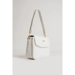Just Polo Kadın Beyaz Baskı Desenli Kolon Askılı 3 Bölmeli Omuz Çantası 23X16CM MDS2184