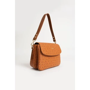 Just Polo Kadın Taba Baskı Desenli Kolon Askılı 3 Bölmeli Omuz Çantası 23X16CM MDS2184