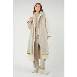 Uzun Kruvaze Kaban Ekru