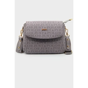Just Polo Kadın Gri Baskı Desenli Kolon Askılı 3 Bölmeli Omuz Çantası 23X16CM MDS2184