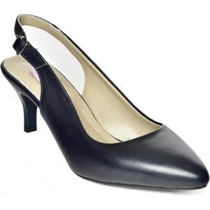 Fox Shoes S908002303 Lacivert Deri Alçak Topuklu Kadın Ayakkabı