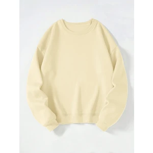 Kadın Oversize Bisiklet Yaka Basic Düz Sweatshirt