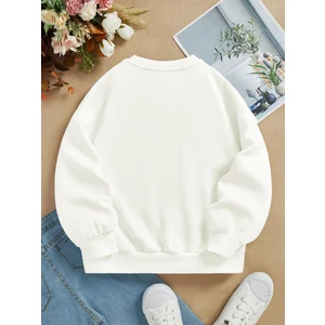 Kadın Oversize Bisiklet Yaka Basic Düz Sweatshirt