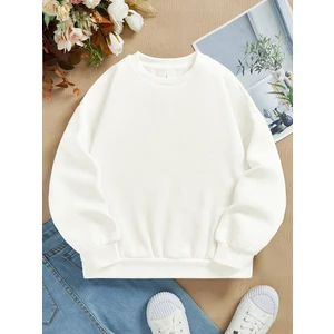 Kadın Oversize Bisiklet Yaka Basic Düz Sweatshirt