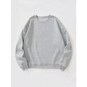 Kadın Oversize Bisiklet Yaka Basic Düz Sweatshirt